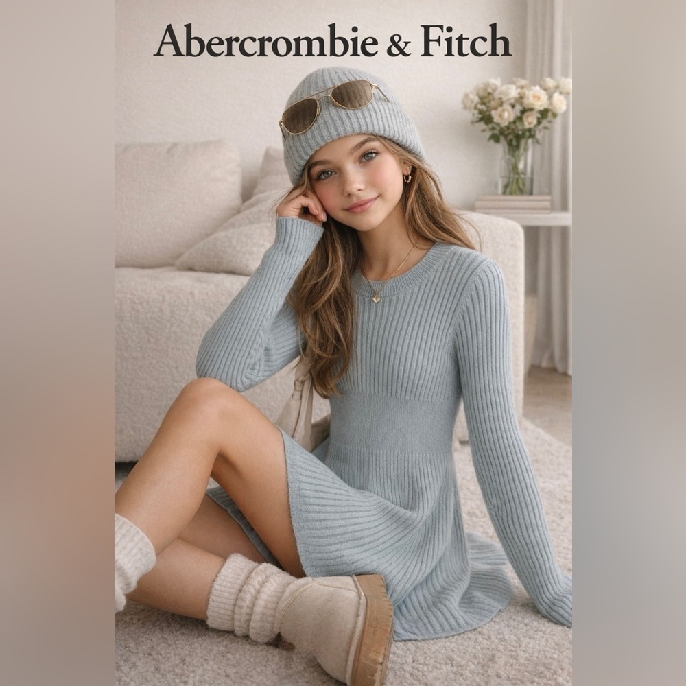 Abercrombie Kids Blue Ribbed Knit Dress size 11/12